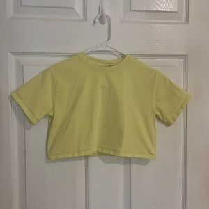 Girls Zara Light Lime Green Cropped Tee Size 7
